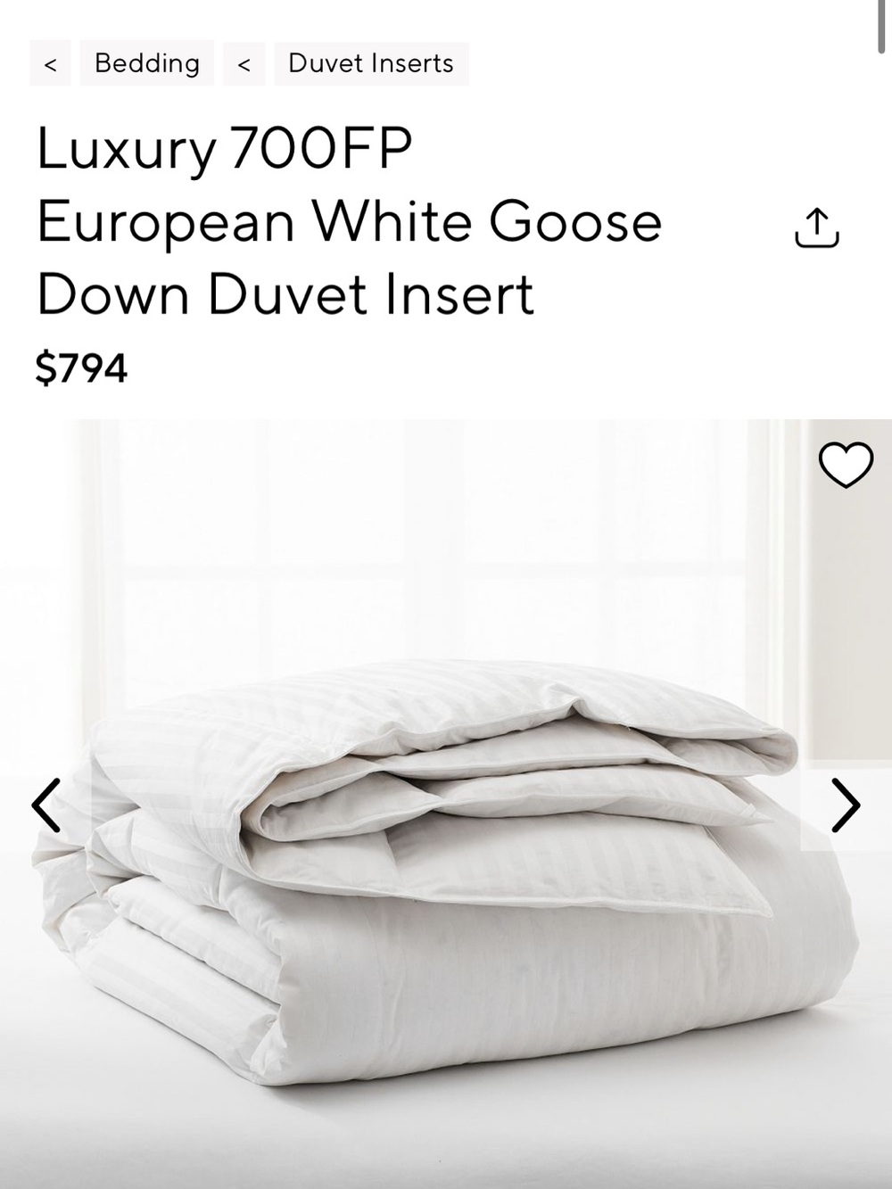 Pottery Barn Luxury European White Goose Down Duvet Insert - White, queen size